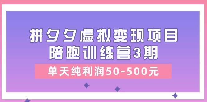 某收费培训《拼夕夕虚拟变现项目陪跑训练营3期》单天纯利润50-500元-安哥网络创业副业