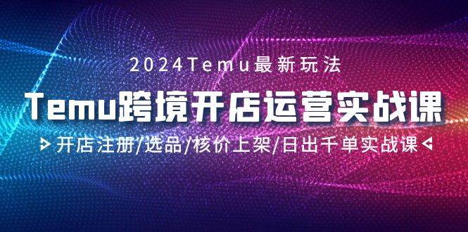 2024Temu跨境开店运营实战课，开店注册/选品/核价上架/日出千单实战课-安哥网络创业副业