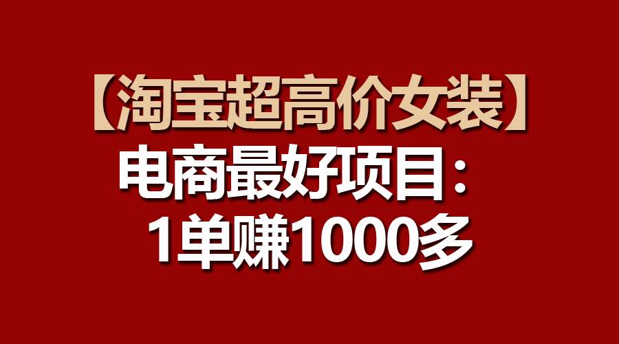 【淘宝超高价女装】电商最好项目：一单赚1000多-安哥网络创业副业