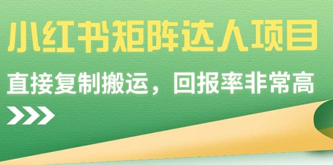 小红书矩阵达人项目，直接复制搬运，回报率非常高-安哥网络创业副业