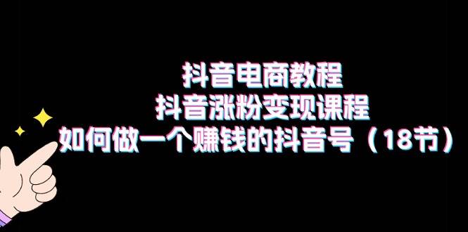 抖音电商教程：抖音涨粉变现课程：如何做一个赚钱的抖音号（18节）-安哥网络创业副业