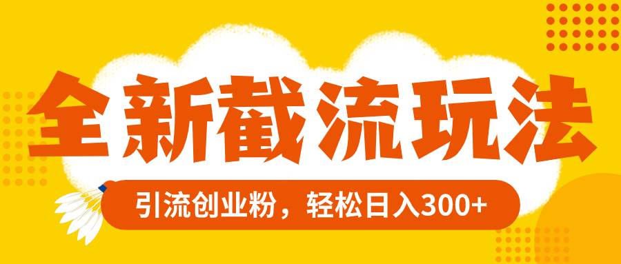 全新截流玩法，精准引流创业粉，轻松日入300+-安哥网络创业副业
