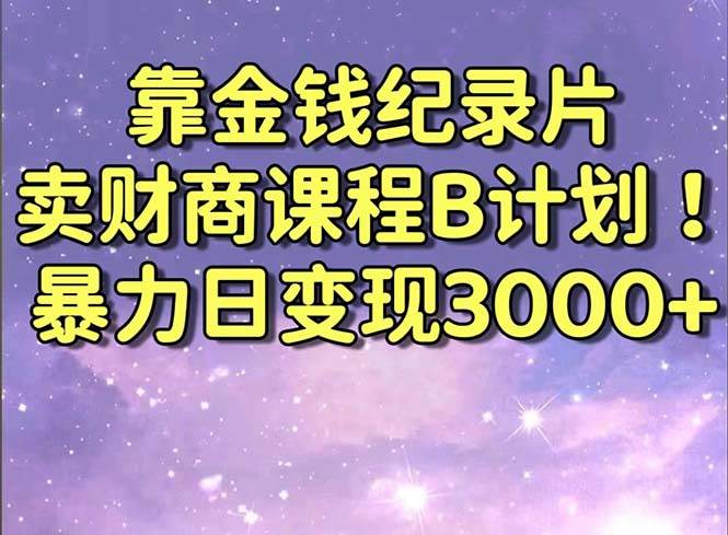 靠金钱纪录片卖财商课程B计划！暴力日变现3000+，喂饭式干货教程！-安哥网络创业副业