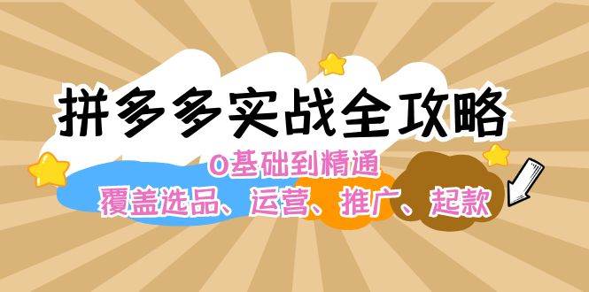 拼多多实战全攻略：0基础到精通，覆盖选品、运营、推广、起款-安哥网络创业副业