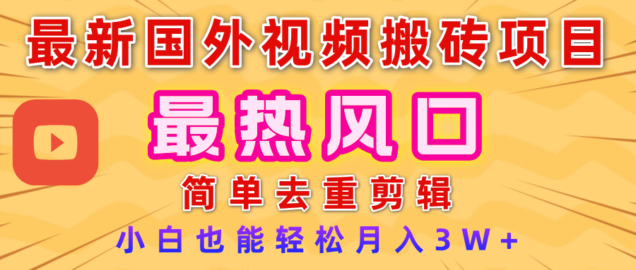 2025最新热门风口,国外视频搬砖项目,简单去重剪辑,小白也能轻松月入3W+-安哥网络创业副业