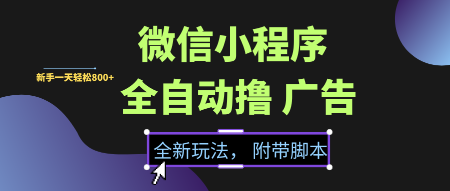 微信小程序挂机撸广告，全新玩法，新手一天轻松800+【附带脚本】-安哥网络创业副业