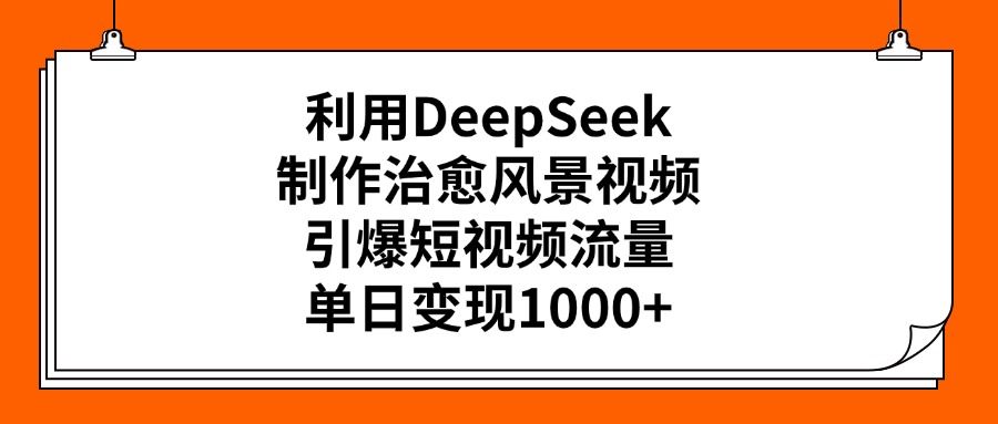 利用DeepSeek，制作治愈风景视频，引爆短视频流量，单日变现1000+-安哥网络创业副业