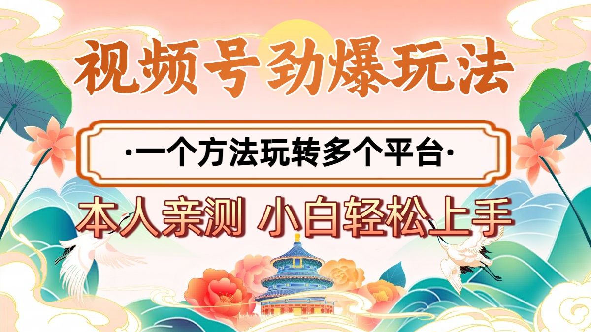2025年视频号劲爆玩法，一个方法玩转多个平台 小白也能轻松上手-安哥网络创业副业