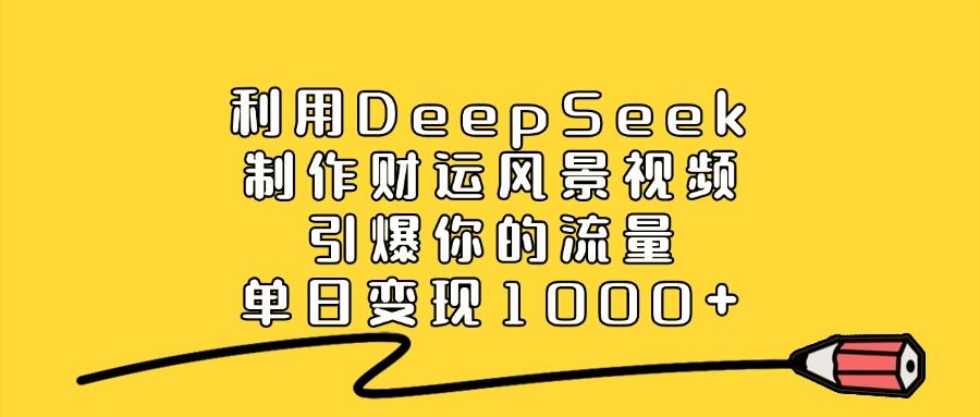 利用DeepSeek制作财运风景视频，单日变现1000+，引爆你的流量-安哥网络创业副业