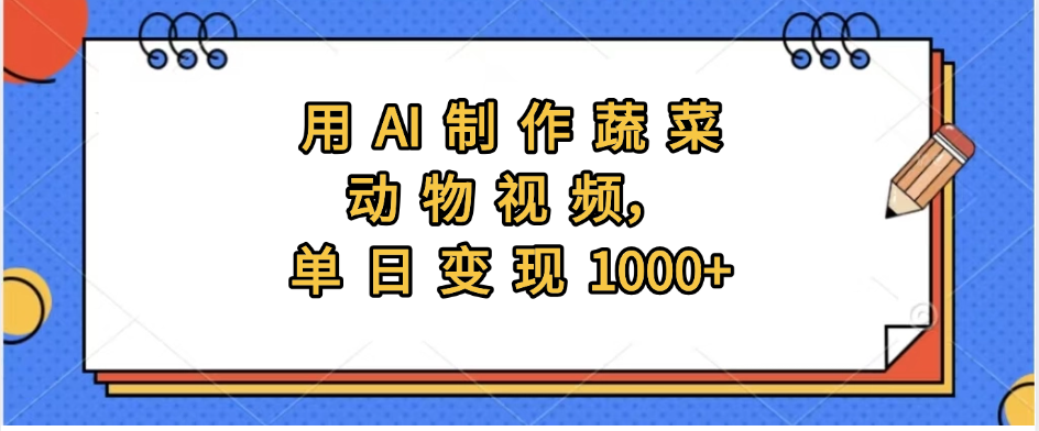 用AI制作蔬菜动物视频，实现日入1000+-安哥网络创业副业