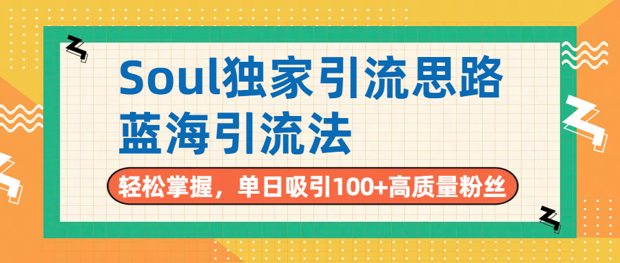 Soul独家引流思路，单日吸引100+高质量粉丝，蓝海引流法，轻松掌握-安哥网络创业副业