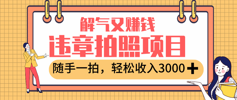 最新违章拍照赚钱,解气又赚钱的项目,随手一拍,轻松收入3000+-安哥网络创业副业