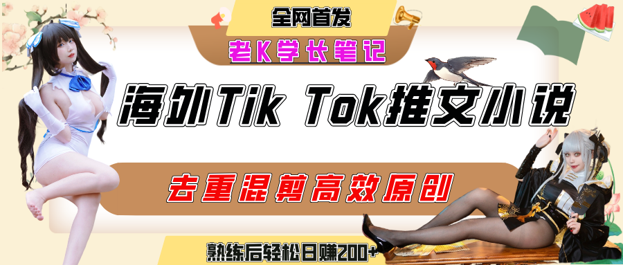 海外tiktok小说推文暴力项目,高停留率,高转化率,上手后一天搞顿饭钱不是问题-安哥网络创业副业