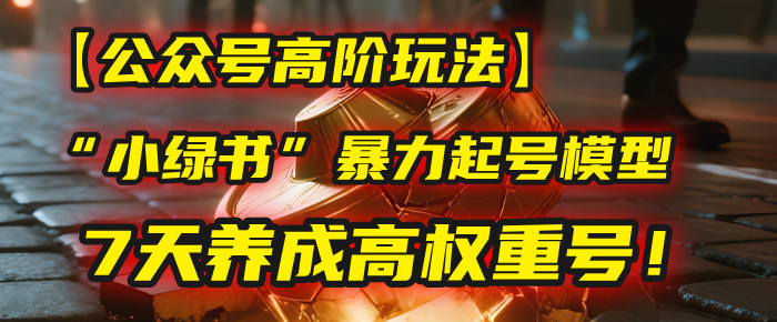 【公众号高阶玩法】我用这套“小绿书”暴力起号模型，7天养成高权重号！-安哥网络创业副业