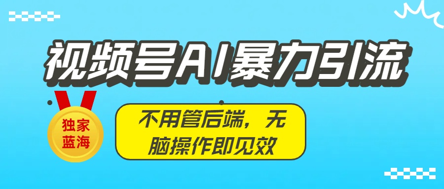 独家蓝海!视频号AI暴力引流:不用管后端,无脑操作即见效-安哥网络创业副业