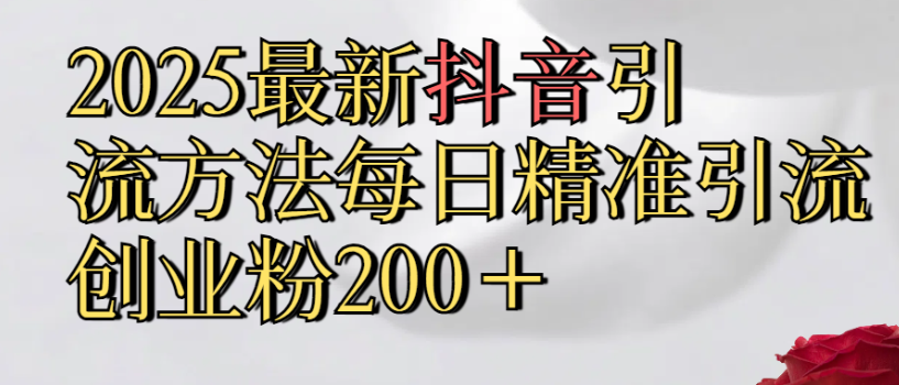 2025最新抖音引流,方法每日精准引流创业粉300＋-安哥网络创业副业