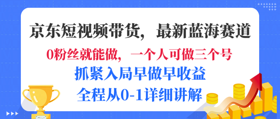 京东短视频带货，最新蓝海赛道，发视频长尾流量，未来几年躺赚被动收益，全程从0-1详细讲解-安哥网络创业副业