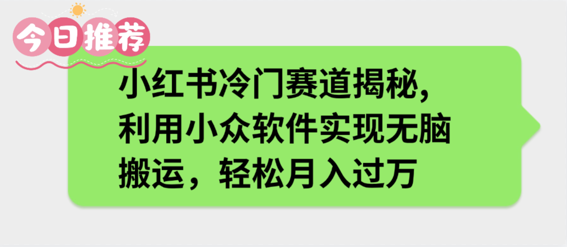 小红书冷门赛道揭秘,利用小众软件实现无脑搬运,轻松月入过万-安哥网络创业副业